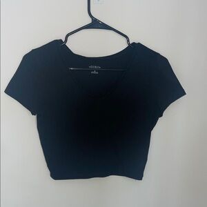 Black V-Neck Crop Top